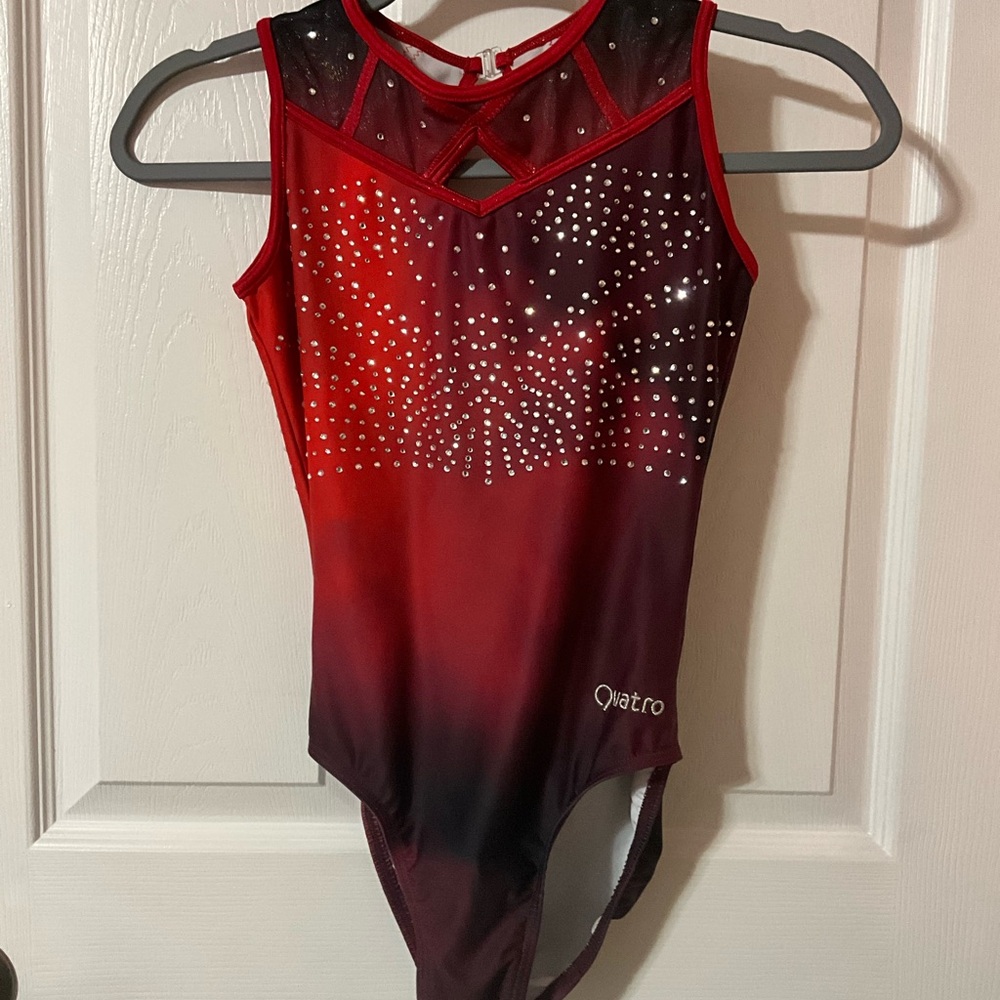 Quatro Red and Black Gymnastics Leotard
